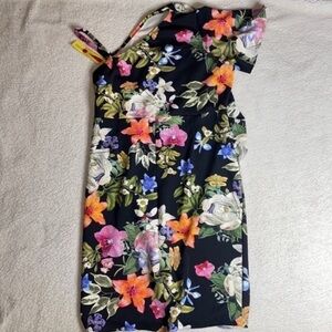 Capsule off one shoulder Floral and black dresss size 18